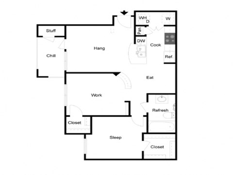 2 bedroom 1 bathroom floorplan